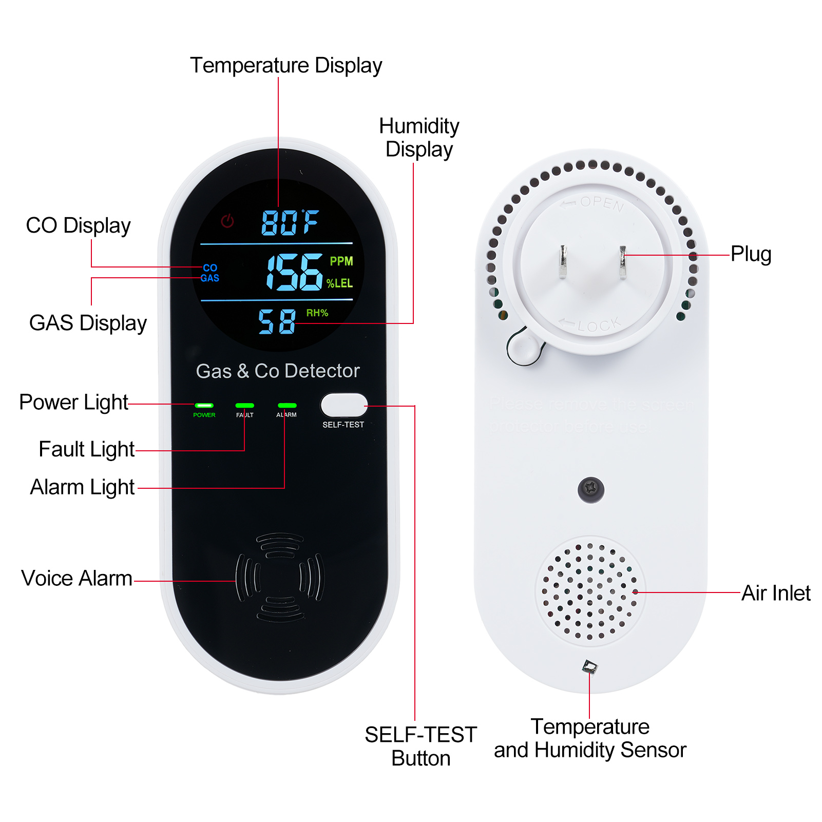 4 in 1 CO Monitor Alarm with L - đánh giá và giá Co Detector Plug
