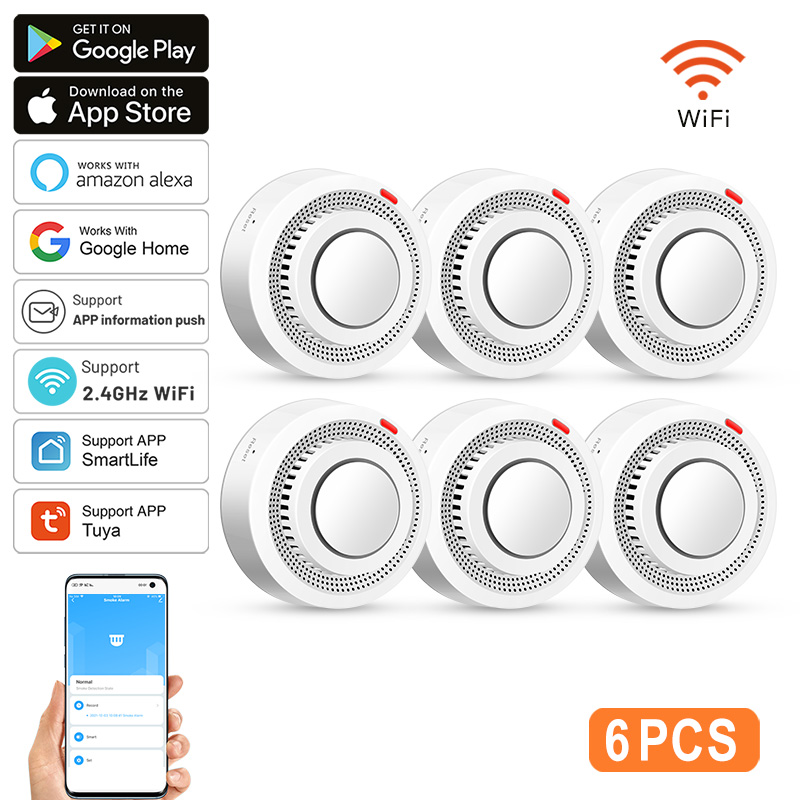 6Pack Tuya WiFi Smart Smoke Se - đánh giá và giá Smoke Detector Interconnected